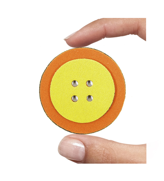 (1 pezzo) Sagoma in neoprene "Bottone" - Giallo e arancio - Clicca l'immagine per chiudere